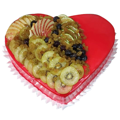 "Heart shape Fresh Fruit Cake -1.5 Kg - Click here to View more details about this Product